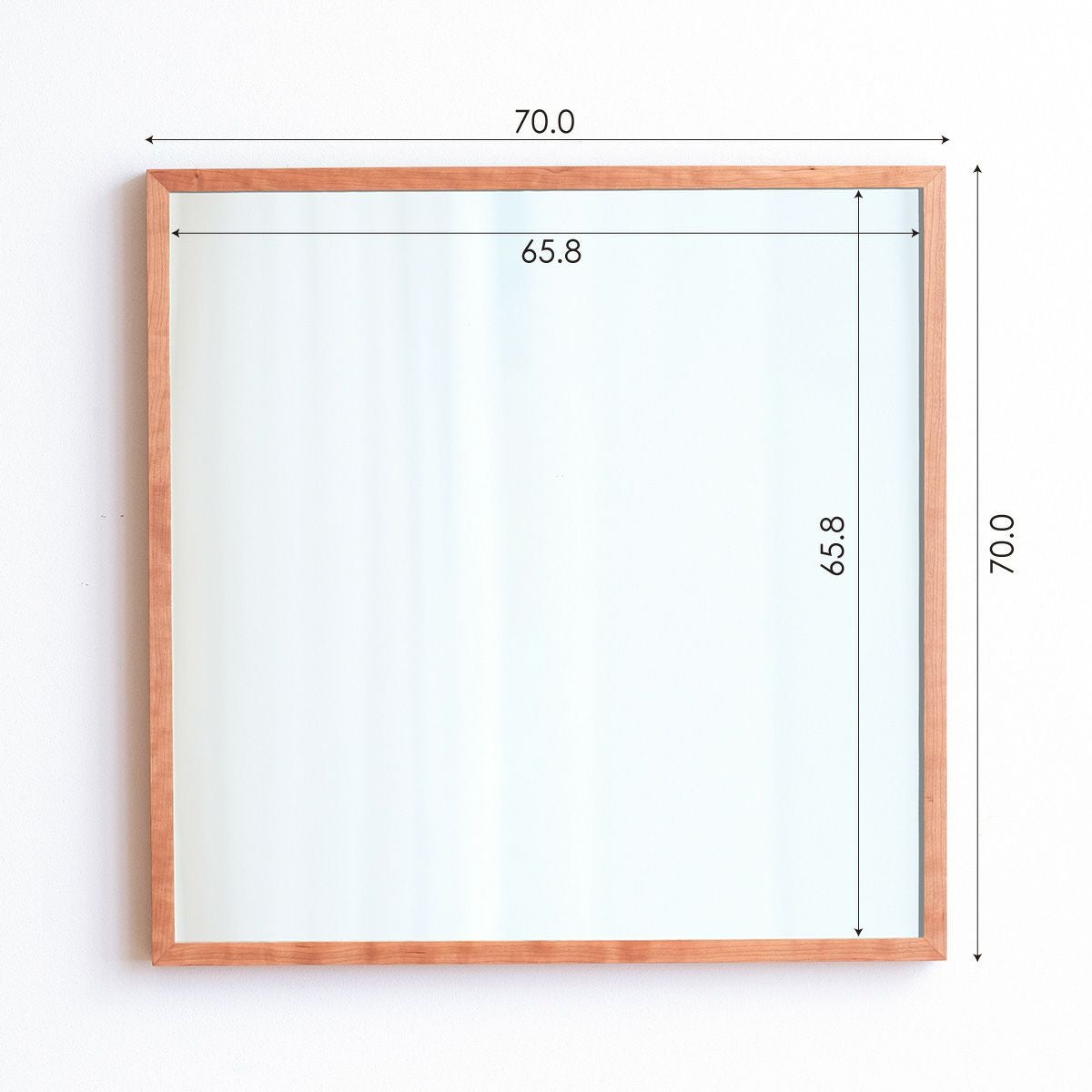 鏡　70㌢☓70㌢ W700×700 Carre キャレ ウォールミラー 全身 鏡 壁掛け 天然木 日本製